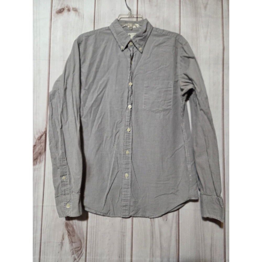 J Crew Mens Tailored Fit Gingham Long Sleeve Button‎ Down Shirt Medium